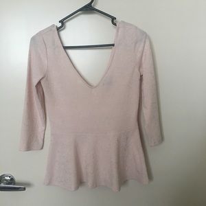 V neck fitted blouse with bell waist
